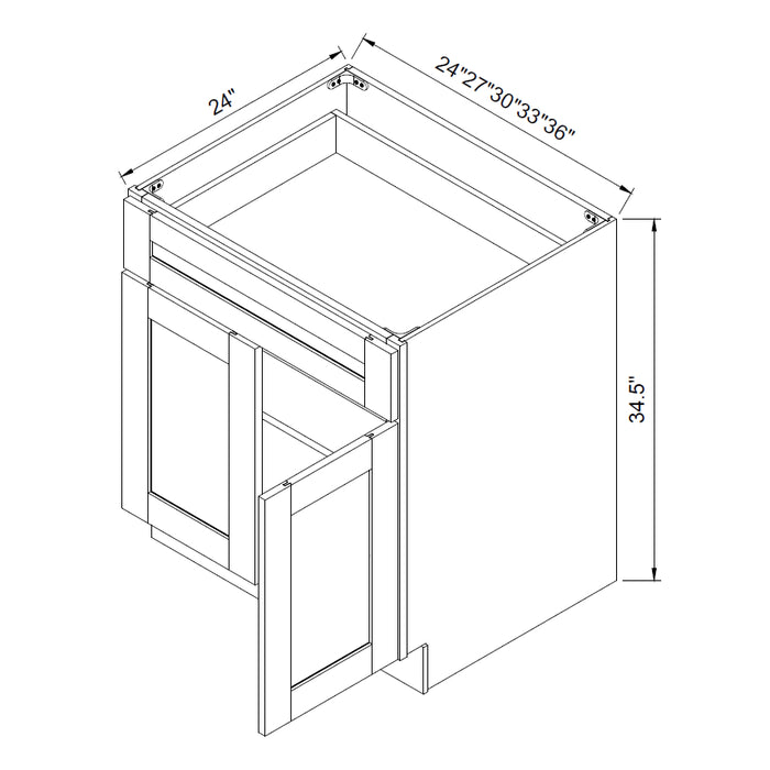 TA Cabinetry - Double Doors/Single Drawer Base Cabinet