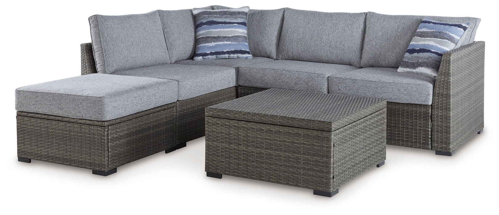 CLEARANCE Petal Road - Gray - Loveseat Sectional, Ottoman, Table Set (Set of 4)