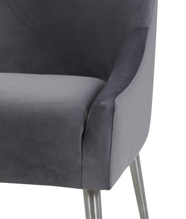 Beatrix - Velvet Side Chair With Silver Leg - Gray
