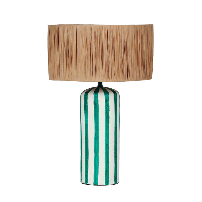 Ravello - Striped Papier Mache Table Lamp - Green