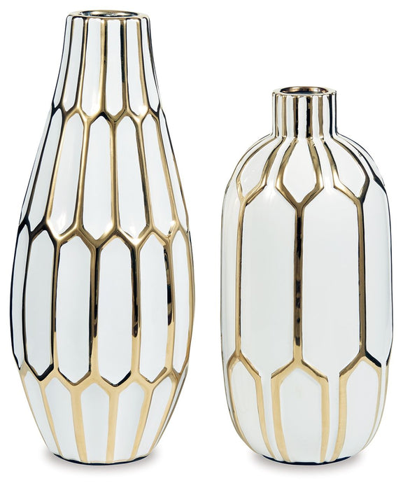 Mohsen - Gold Finish/White - Vase Set