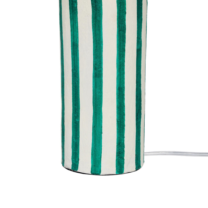Ravello - Striped Papier Mache Table Lamp - Green