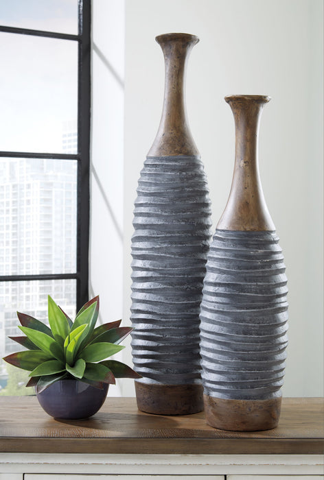 BLAYZE - Antique Gray/Brown - Vase Set