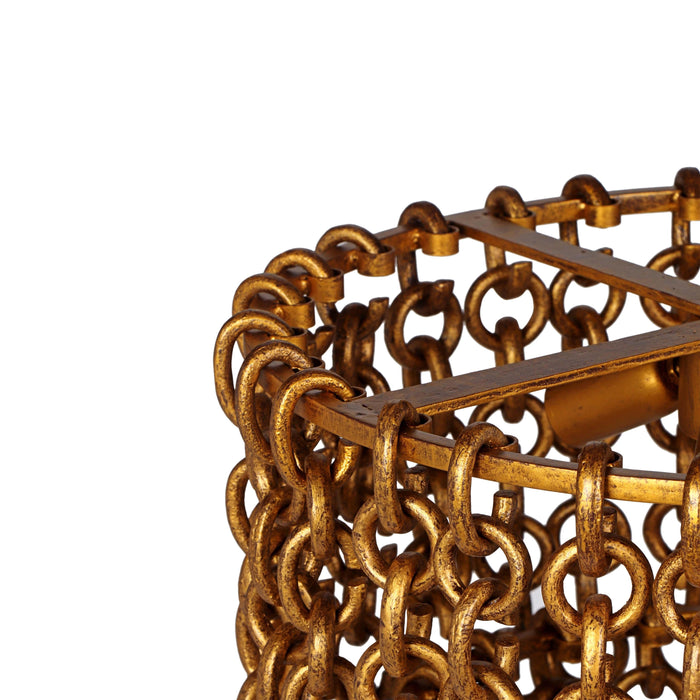 Nirsa - Brass Chain Link 3-Tier Chandelier - Gold