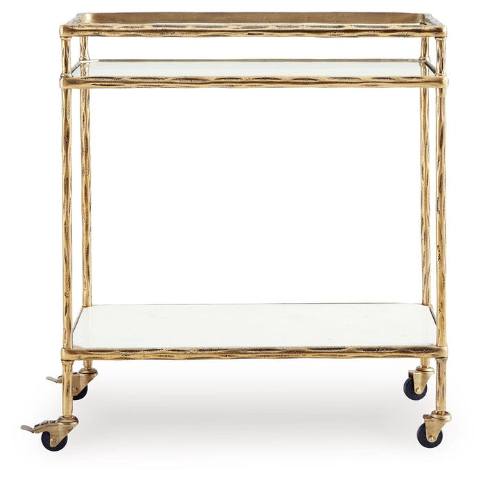 Plattfield - Bar Cart - Antique Gold Finish