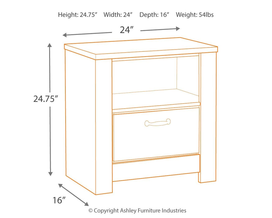 Bellaby - Whitewash - One Drawer Night Stand Cleveland Home Outlet (OH) - Furniture Store in Middleburg Heights Serving Cleveland, Strongsville, and Online