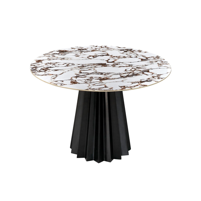 Jimena - Marble Ceramic 47" Round Dining Table - Black