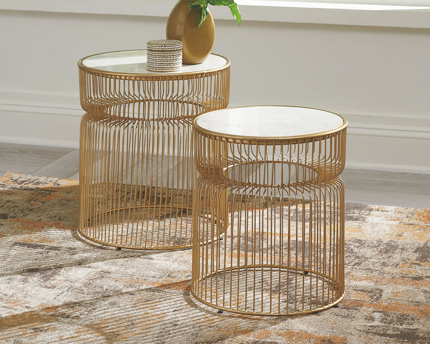 Vernway - White/Gold Finish - Accent Table Set