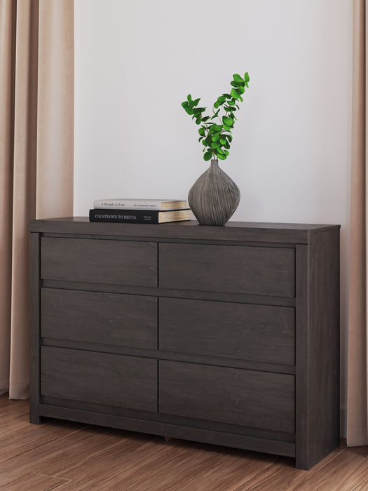 Fraluna - Six Drawer Dresser - Charcoal