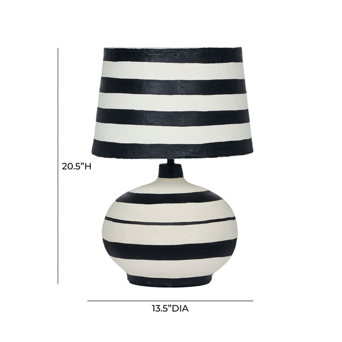 Positano - Striped Papier Mache Table Lamp