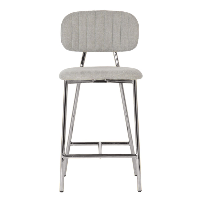 Arianna - Counter Stool With Silver Legs (Set of 2) - Grey