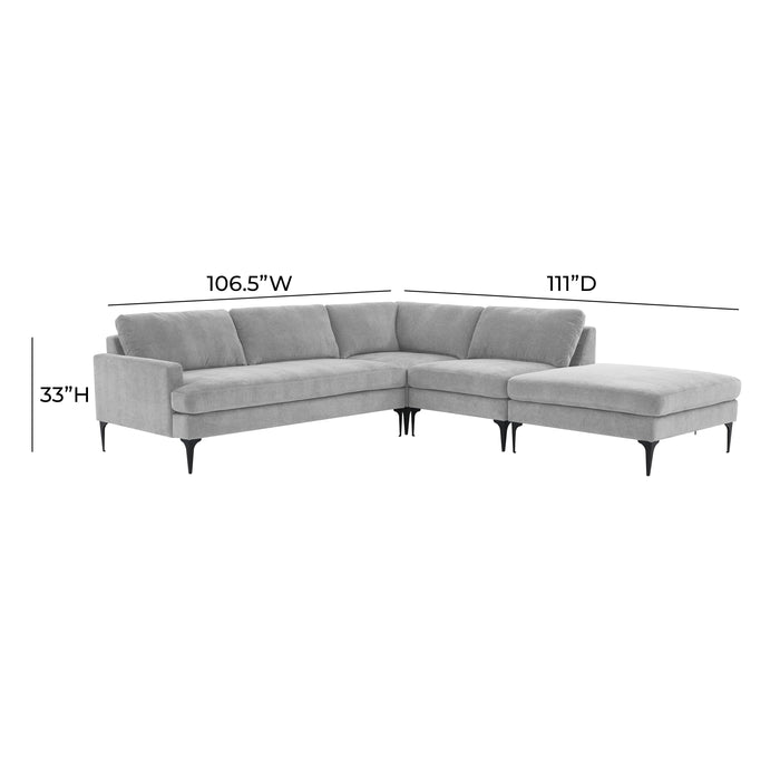 Serena - Velvet Large Chaise Sectional With Black Legs