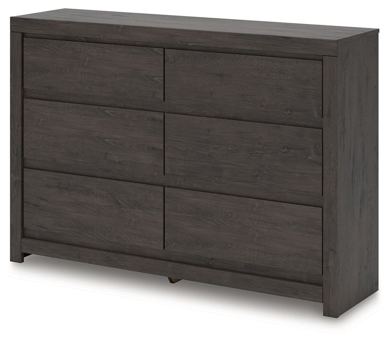 Fraluna - Six Drawer Dresser - Charcoal