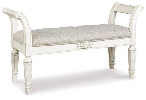 Realyn - Antique White - Accent Bench Cleveland Home Outlet (OH) - Furniture Store in Middleburg Heights Serving Cleveland, Strongsville, and Online