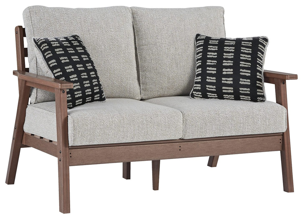 Emmeline - Brown / Beige - Loveseat W/Cushion Cleveland Home Outlet (OH) - Furniture Store in Middleburg Heights Serving Cleveland, Strongsville, and Online
