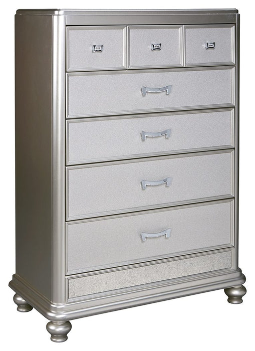 Coralayne - Silver - Five Drawer Chest Cleveland Home Outlet (OH) - Furniture Store in Middleburg Heights Serving Cleveland, Strongsville, and Online