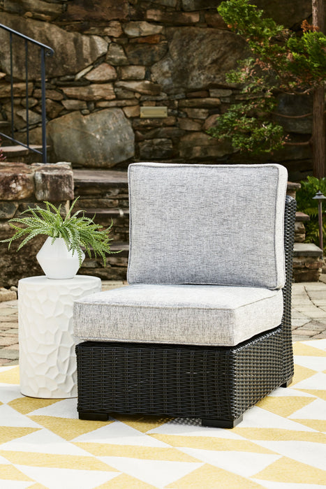 Beachcroft - Black / Light Gray - Armless Chair With Cushion