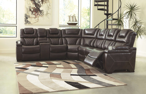 Warnerton - Chocolate - Left Arm Facing Power Loveseat With Console 3 Pc Sectional Cleveland Home Outlet (OH) - Furniture Store in Middleburg Heights Serving Cleveland, Strongsville, and Online