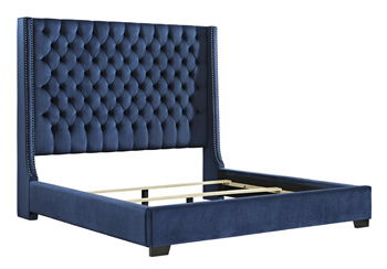 Coralayne - Blue - Cal King Uph Footboard/Rails Cleveland Home Outlet (OH) - Furniture Store in Middleburg Heights Serving Cleveland, Strongsville, and Online