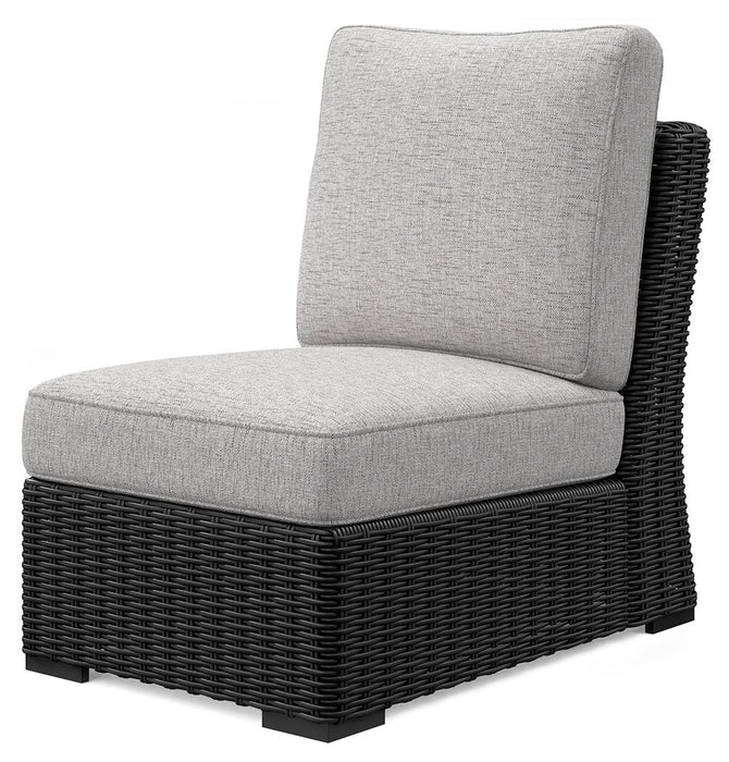 Beachcroft - Black / Light Gray - Armless Chair With Cushion