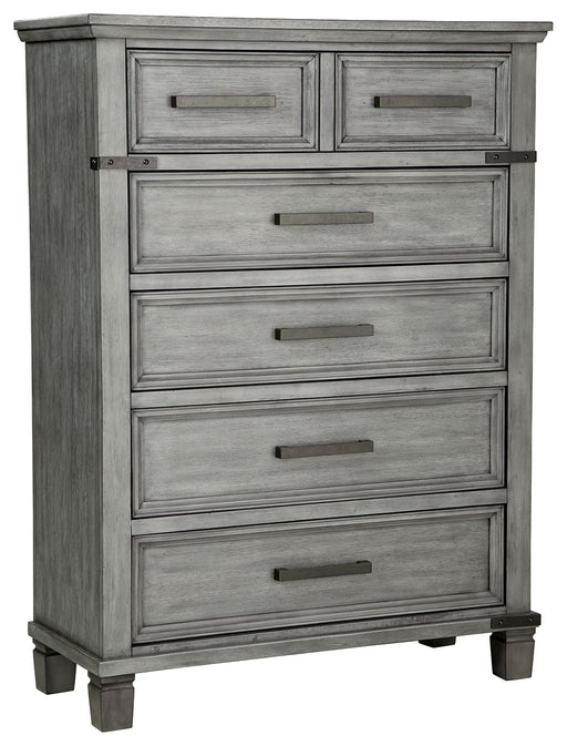 Russelyn - Gray - Five Drawer Chest Cleveland Home Outlet (OH) - Furniture Store in Middleburg Heights Serving Cleveland, Strongsville, and Online