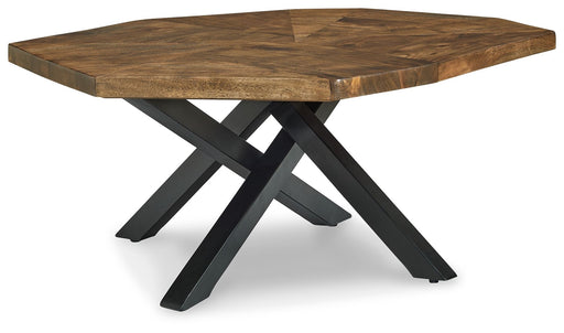 Haileeton - Brown / Black - Oval Cocktail Table Cleveland Home Outlet (OH) - Furniture Store in Middleburg Heights Serving Cleveland, Strongsville, and Online