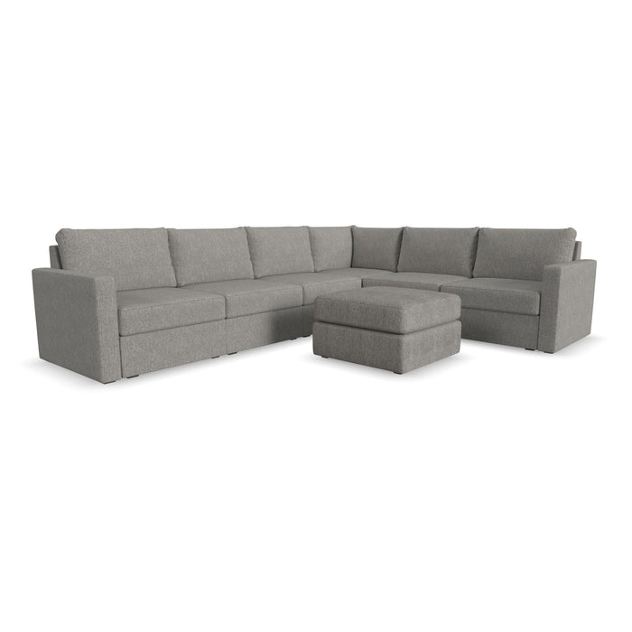 Flex - 6-Seat Sectional with Standard Arm and Ottoman - Dark Gray