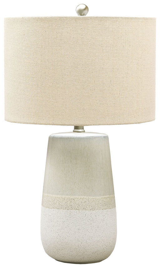 Shavon - Beige / White - Ceramic Table Lamp Cleveland Home Outlet (OH) - Furniture Store in Middleburg Heights Serving Cleveland, Strongsville, and Online
