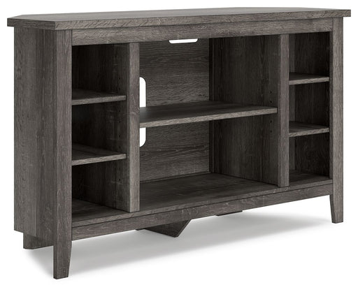 Arlenbry - Gray - Corner TV Stand/Fireplace Opt Cleveland Home Outlet (OH) - Furniture Store in Middleburg Heights Serving Cleveland, Strongsville, and Online