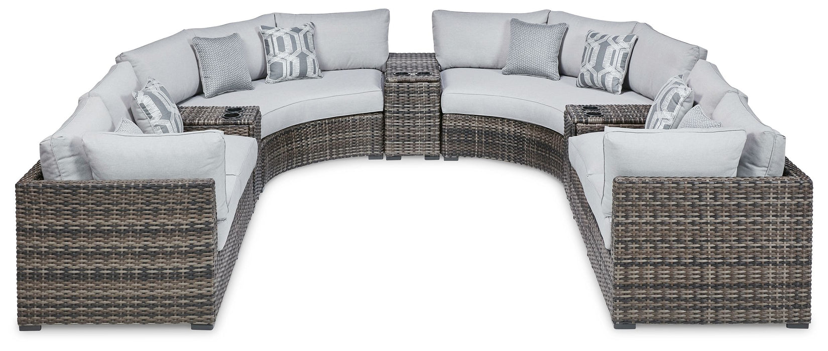 Harbor Court - Gray - 9-Piece Outdoor Sectional Cleveland Home Outlet (OH) - Furniture Store in Middleburg Heights Serving Cleveland, Strongsville, and Online