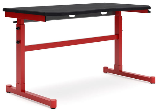Lynxtyn - Red / Black - Adjustable Height Desk Cleveland Home Outlet (OH) - Furniture Store in Middleburg Heights Serving Cleveland, Strongsville, and Online