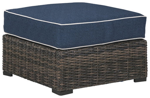 Grasson - Brown / Blue - Ottoman With Cushion Cleveland Home Outlet (OH) - Furniture Store in Middleburg Heights Serving Cleveland, Strongsville, and Online