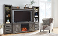 Wynnlow - Gray - Entertainment Center - TV Stand With Glass/Stone Fireplace Insert Cleveland Home Outlet (OH) - Furniture Store in Middleburg Heights Serving Cleveland, Strongsville, and Online