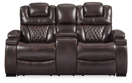 Warnerton - Chocolate - Pwr Rec Loveseat/Con/Adj Hdrst Cleveland Home Outlet (OH) - Furniture Store in Middleburg Heights Serving Cleveland, Strongsville, and Online