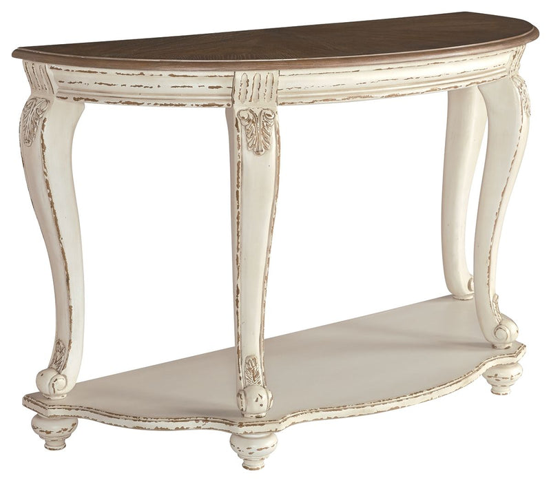 Realyn - White / Brown - Sofa Table Cleveland Home Outlet (OH) - Furniture Store in Middleburg Heights Serving Cleveland, Strongsville, and Online