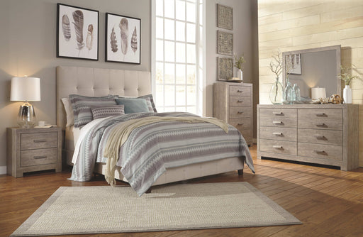 Culverbach - Gray - 5 Pc. - Dresser, Mirror, Queen Upholstered Bed, 2 Nightstands Cleveland Home Outlet (OH) - Furniture Store in Middleburg Heights Serving Cleveland, Strongsville, and Online