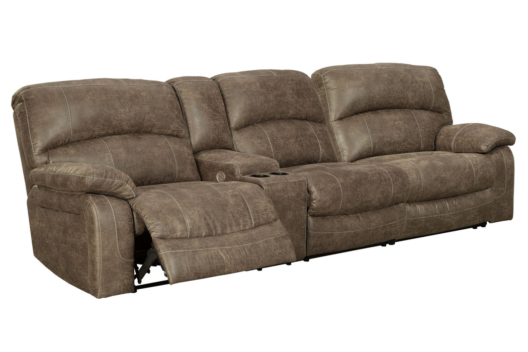 Segburg - Driftwood - 2-Piece Power Reclining Sectional Cleveland Home Outlet (OH) - Furniture Store in Middleburg Heights Serving Cleveland, Strongsville, and Online