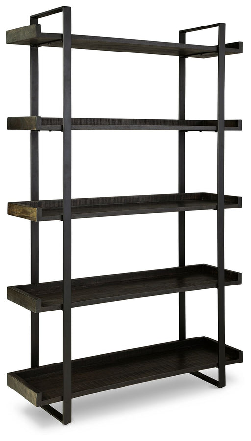Kevmart - Grayish Brown / Black - Bookcase Cleveland Home Outlet (OH) - Furniture Store in Middleburg Heights Serving Cleveland, Strongsville, and Online