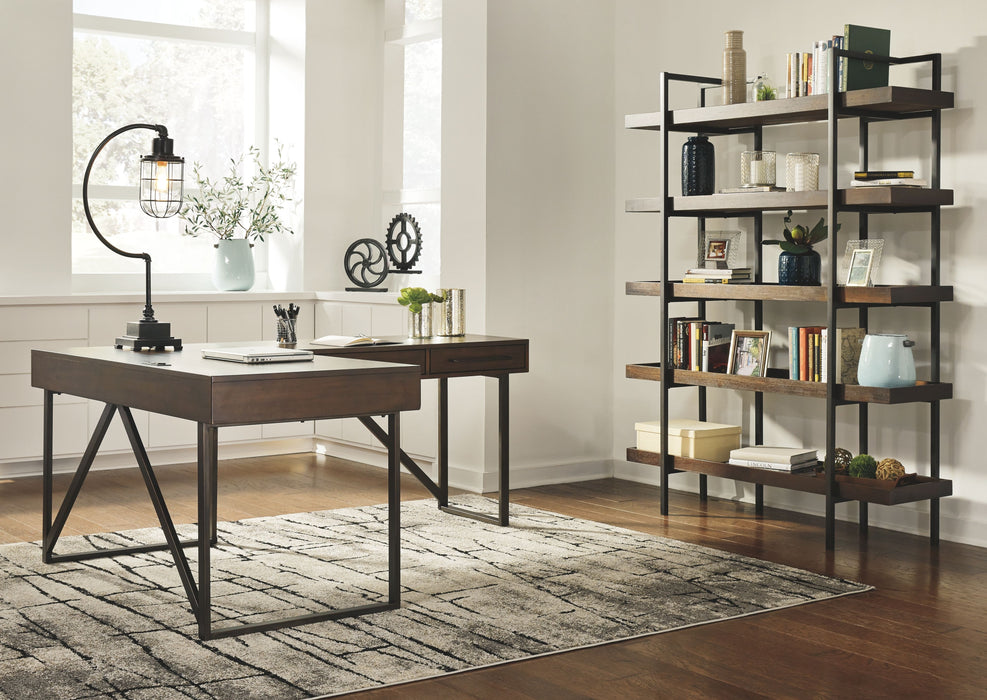 Starmore - Brown - 3 Pc. - L Shaped Desk, Bookcase Cleveland Home Outlet (OH) - Furniture Store in Middleburg Heights Serving Cleveland, Strongsville, and Online