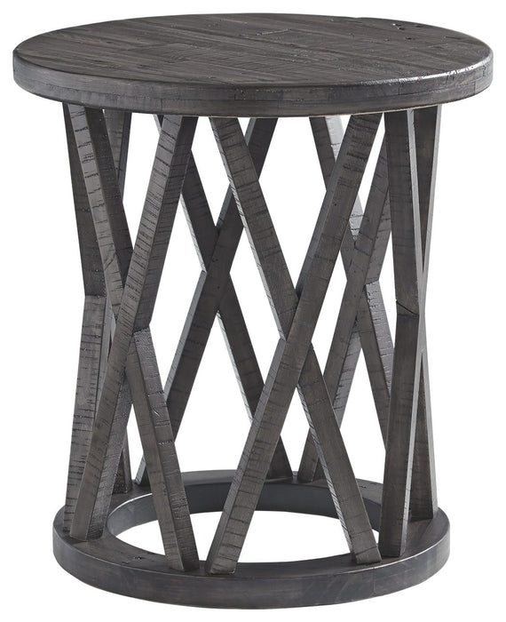 Sharzane - Grayish Brown - Round End Table Cleveland Home Outlet (OH) - Furniture Store in Middleburg Heights Serving Cleveland, Strongsville, and Online