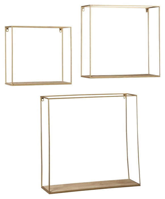 Efharis - Natural / Gold Finish - Wall Shelf Set (Set of 3) Cleveland Home Outlet (OH) - Furniture Store in Middleburg Heights Serving Cleveland, Strongsville, and Online