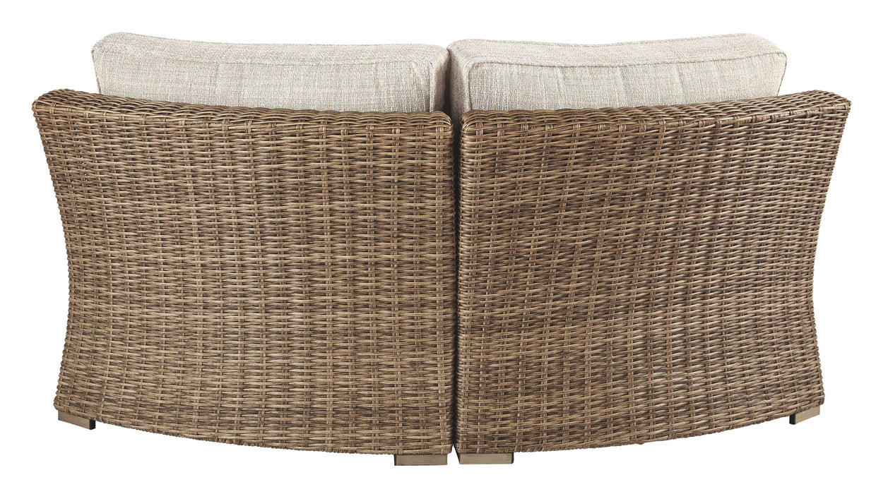 Beachcroft - Beige - Curved Corner Chair W/Cushion Cleveland Home Outlet (OH) - Furniture Store in Middleburg Heights Serving Cleveland, Strongsville, and Online