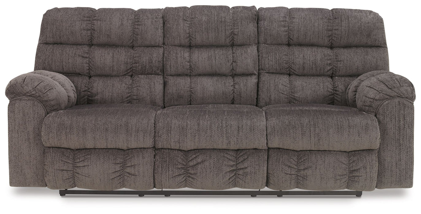 Acieona - Slate - Rec Sofa W/Drop Down Table Cleveland Home Outlet (OH) - Furniture Store in Middleburg Heights Serving Cleveland, Strongsville, and Online