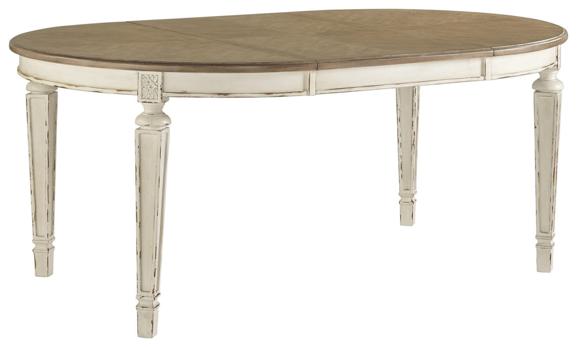 Realyn - Chipped White - Oval Dining Room Ext Table Cleveland Home Outlet (OH) - Furniture Store in Middleburg Heights Serving Cleveland, Strongsville, and Online