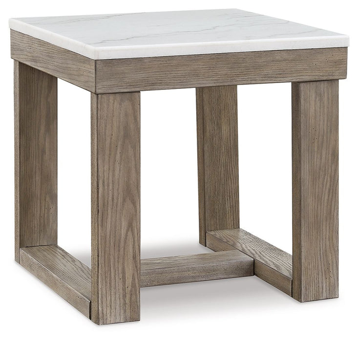 Loyaska - Brown/ivory - Square End Table Cleveland Home Outlet (OH) - Furniture Store in Middleburg Heights Serving Cleveland, Strongsville, and Online
