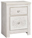 Paxberry - Whitewash - Two Drawer Night Stand Cleveland Home Outlet (OH) - Furniture Store in Middleburg Heights Serving Cleveland, Strongsville, and Online