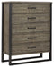 Brennagan - Gray - Five Drawer Chest Cleveland Home Outlet (OH) - Furniture Store in Middleburg Heights Serving Cleveland, Strongsville, and Online