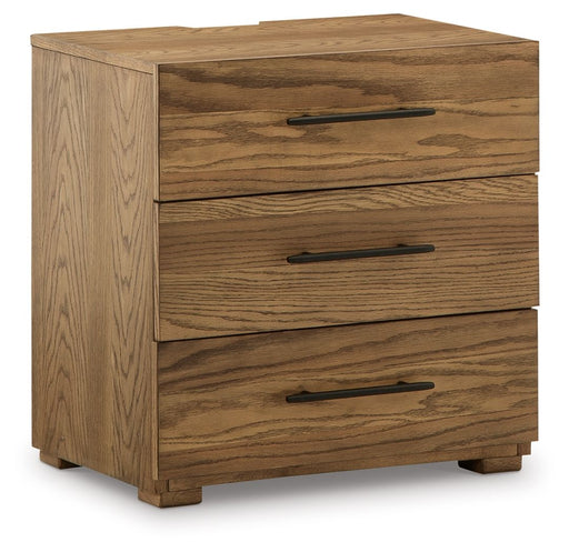 Dakmore - Brown - Three Drawer Night Stand Cleveland Home Outlet (OH) - Furniture Store in Middleburg Heights Serving Cleveland, Strongsville, and Online