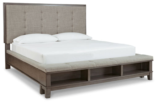 Hallanden - Gray / Taupe - Queen Uph Panel Headboard Cleveland Home Outlet (OH) - Furniture Store in Middleburg Heights Serving Cleveland, Strongsville, and Online