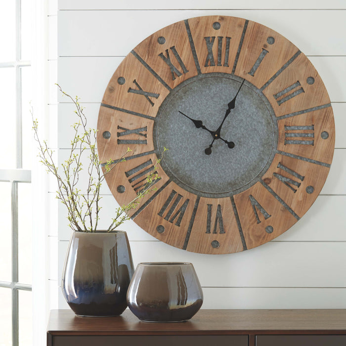 Payson - Antique Gray / Natural - Wall Clock Cleveland Home Outlet (OH) - Furniture Store in Middleburg Heights Serving Cleveland, Strongsville, and Online